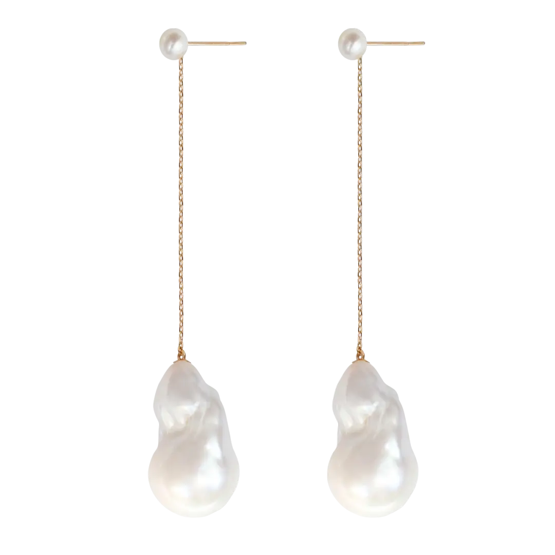 Ohrringe White Pearls on Chain LisaConcept