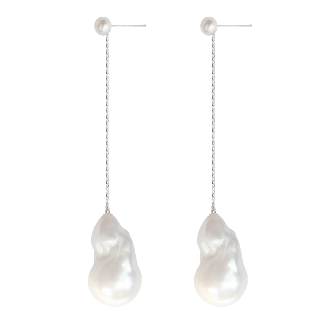 Ohrringe White Pearls on Chain LisaConcept